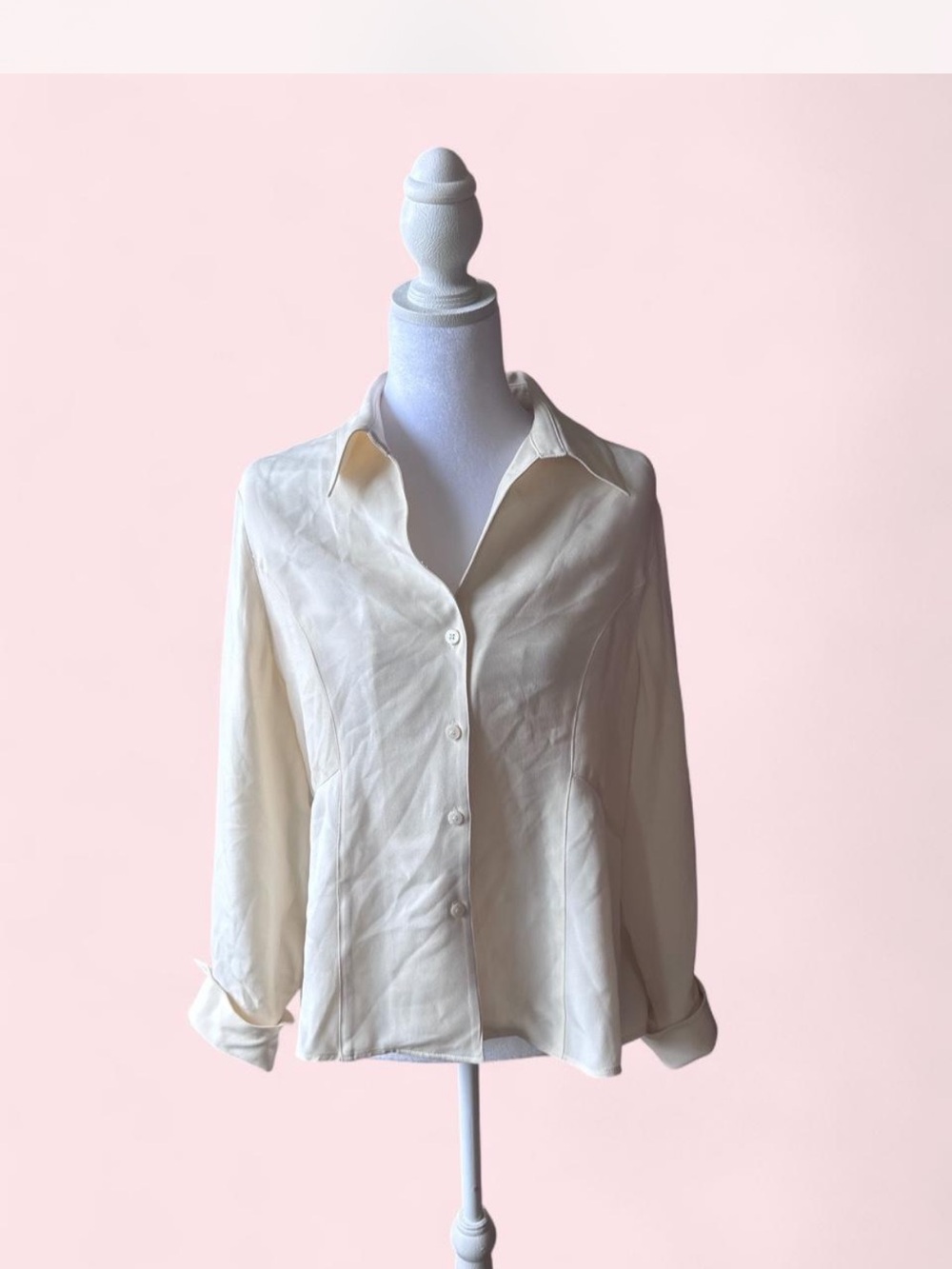 Y2k Silk Jones New York 14P Classic Cream Button-Front Women’s Shirt
